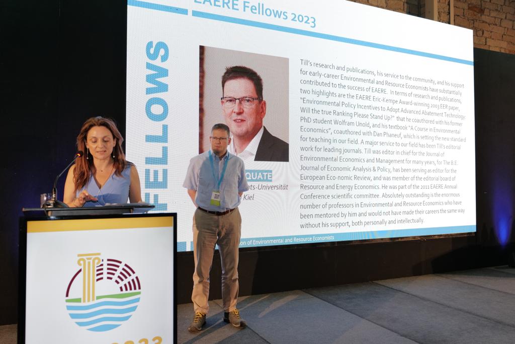 Have been appointed EAERE Fellow 2023 (European Association of Environmental and Resource Economists), jointly with my highly estimated colleague Fredrik Carlsson (below: Phoebe Koundouri giving the lautatory speech).