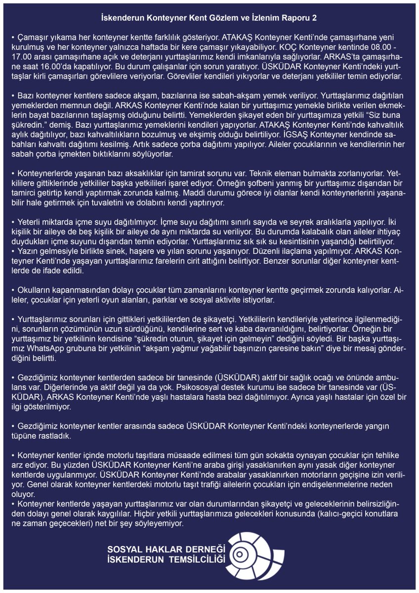 Konteyner kentlerde yaptığımız görüşmeler sonucunda hazırladığımız rapor.
"Bir dokun bin ah işit"
#hatay #iskenderun #deprem <a href="/AFADBaskanlik/">AFAD</a> <a href="/DepremDairesi/">AFAD Deprem</a> <a href="/Kizilay/">Türk Kızılay</a>