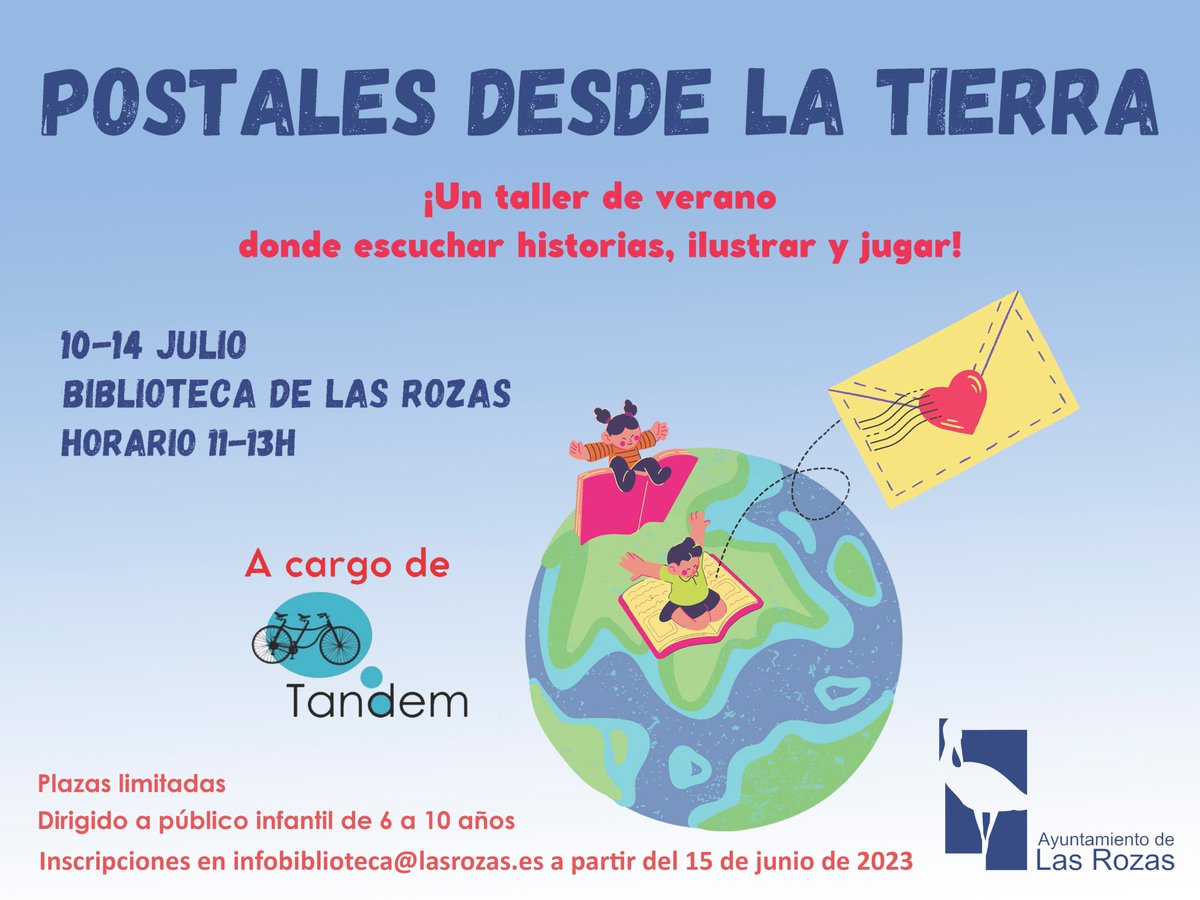Comienza #TallerDeVerano: Postales desde la tierra.
Un taller para rescatar las postales como herramienta de comunicación que combina escritura e ilustración.
#BibliotecasDeLasRozas
