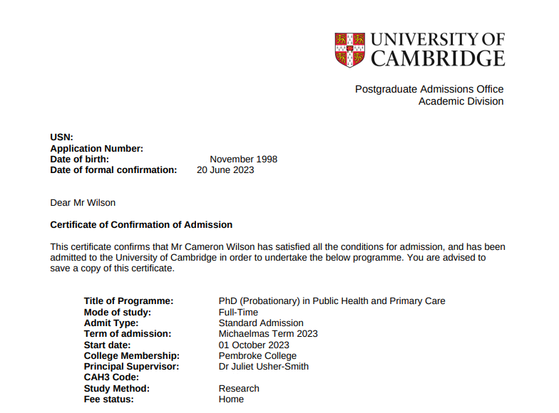 Thrilled to share this! 🎉

From October, I'm starting a PhD at @Cambridge_Uni with #CanRisk whose current aims are to advance cancer risk prediction in primary care, help the identification and management of those at-risk and promote cancer prevention and early-detection! 🎯