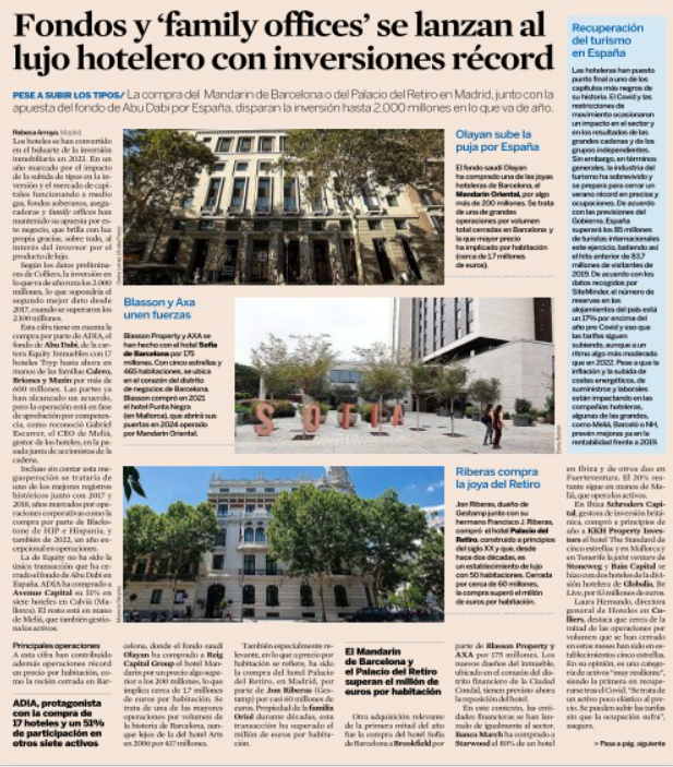 CushWakeSPAIN's tweet photo. 🎯 Bruno Hallé Boix, socio y codirector de Cushman &amp; Wakefield Hospitality en España, participa en el último artículo de @expansioncom  sobre el sector hotelero y cómo se ha convertido en baluarte de la inversión inmobiliaria en 2023 👇 https://t.co/ocfMjAaNku
