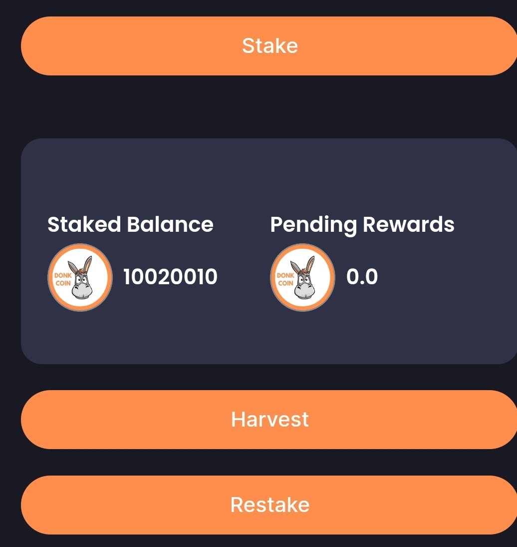 mycryptomission's tweet photo. Thanks to @DONKsol I've earned 20k $donkcoin and just added it to my staked balance. #compoundrewards making 35% apr on my investment feels good. 😏 #donkcoin #PassiveIncome #Arbitrum #dex #bigstage2023 #Ashes #YNWA https://t.co/ChW2mMEvXG