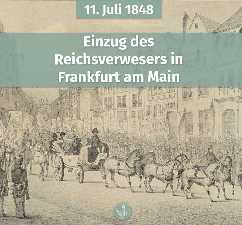 Fahnen, Kränze, Teppiche: Für den Einzug des Reichsverwesers hat sich Frankfurt wieder einmal herausgeputzt. Doch nicht alle Abgeordneten der Paulskirche sind vom »schon hundertmal gesehenen Prunk« begeistert.➡️posting-paulskirche.de/?entry=1370