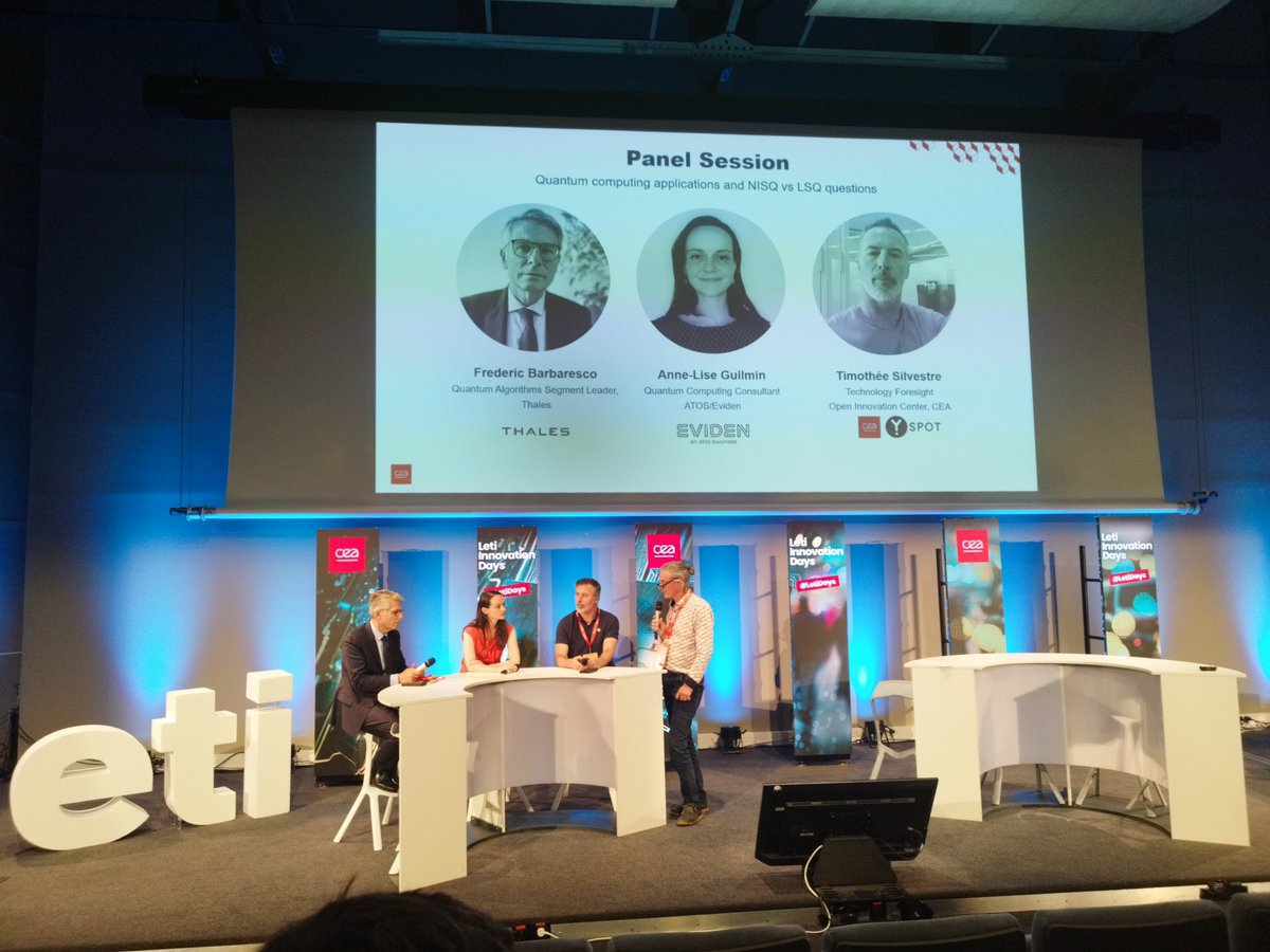 Eviden_Compute's tweet image. Many thanks to @CEA_Leti for inviting Eviden to join the Leti Innovation Days 2023! It was great to hear from Fabrice Debbasch emphasizing the importance of working on all qubit technologies and #hybridization.
@ Anne-Lise Guilmin
#Qaptiva #Quantumprogramming #Quantumcomputing