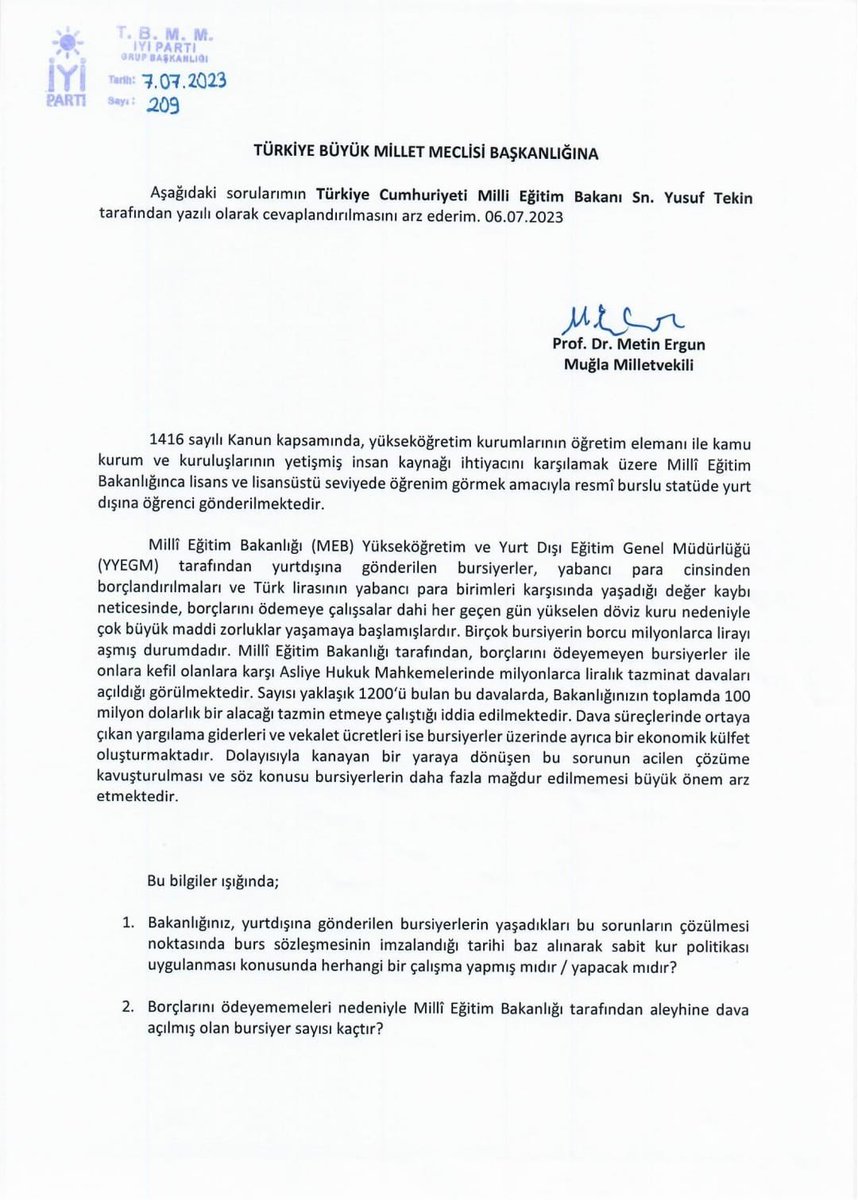 MEB tarafından yurtdışına lisansüstü eğitim almak için burslu olarak gönderilen bursiyerlerin son yıllarda yaşadıklarını borç sorununu TBMM gündemine taşıyarak, Milli Eğitim Bakanı Yusuf Tekin’in yanıtlaması istemiyle soru önergesi verdik.

#YLSYtazminat 
#sabitkur
<a href="/ylsyder/">YLSYDER</a>