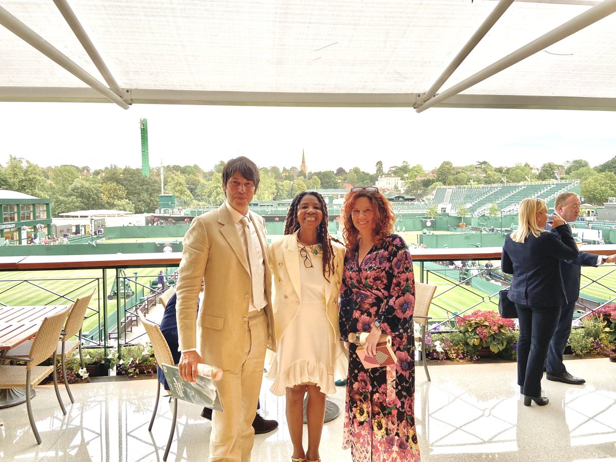SJThompsonMusic's tweet photo. #DAY7 @Wimbledon was epic! HUGE THANKS to Ian for my great view of play at ‘the front’ of #TheRoyalBox & all the great staff. It was awesome to be there with so many famous people that have changed our world. #tennis #wimbledon #SW19 #tennisgreats #GOAT #ThankYou https://t.co/ytMzbBO2ml