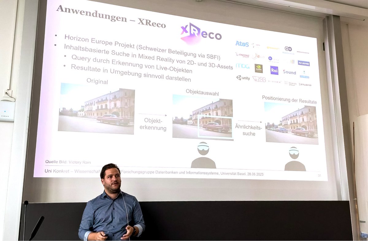 XRECO_EU's tweet photo. 🔬 Exciting news! @UniBasel has developed a new retrieval backend and frontend prototype for #XReco. Impressive progress was presented during the event by the Chambers of Commerce of Basel.
Stay tuned for more updates on this exciting collaboration! #UNIBAS #Research #Innovation https://t.co/BwMv0nPwvy