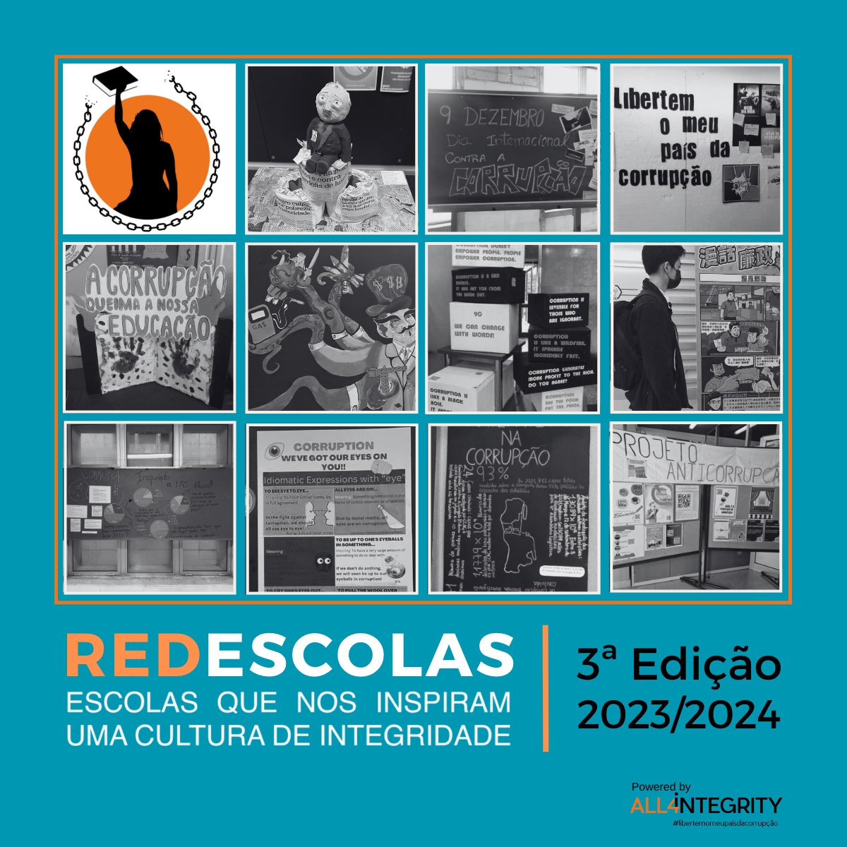 REDESCOLAS ANTICORRUPÇÃO   |  3ª Edição
Escolas que nos inspiram uma cultura de integridade

CONHECE E DIVULGA o Roteiro Pedagógico da 3ª edição do programa RedEscolas Anticorrupção (all4integrity.org/.../Programa-R…...)
#libertemomeupaísdacorrupção
#all4integrity