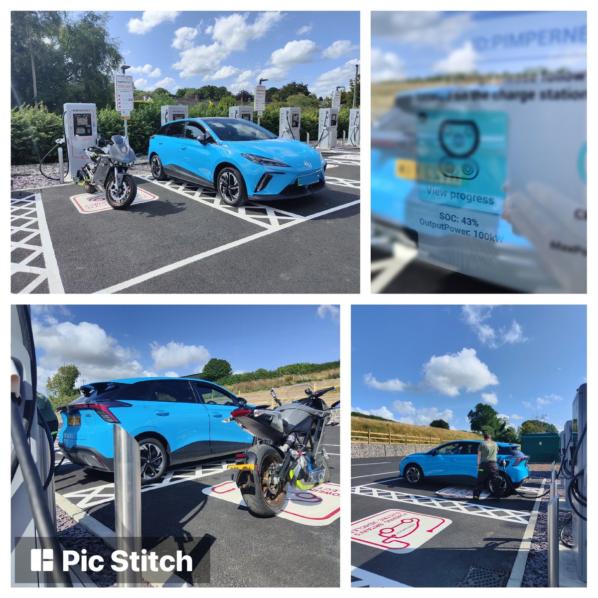 Visited the 🌟FAB🌟 new <a href="/InstaVoltUK/">InstaVolt</a> hub at Pimperne yesterday ♥️ MG4 was drawing over 100kw🥳.  Two tiny feedback points for <a href="/InstaVoltUK/">InstaVolt</a> - need Type 2 for <a href="/fcfanboy/">TeeCee_Max ⚡🏍 ⚡🚗 ⚡🌍</a>'s SR/S <a href="/ZeroMC/">Zero Motorcycles</a> 😭 and could the 'Fridge' cable be a tad longer please?! 😘Love you😘