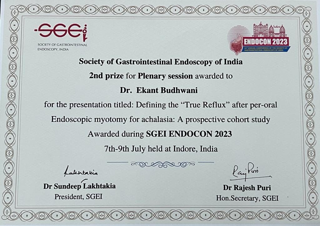 fathima_memon's tweet photo. Our recent Research Work, appreciated, presented and awarded at the prestigious #SGEI #ENDOCON2023 by #EKANTBUDHWANI 

#EndoCon2023
#AIGHOSPITALS 
#TrueReflux https://t.co/XoaltGRJKX