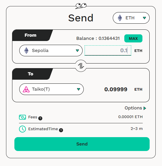 TaikoDailyMM's tweet photo. #3

Follow these steps:

Visit https://t.co/LYIQuLfPgN

Begin transferring tokens from the Sepolia network to Taiko (and vice versa) to increase participation rates.

The more transactions completed, the better!

Share your feedback on Discord channel: https://t.co/SPTH7UIgJ5. https://t.co/cpeck4v1KL