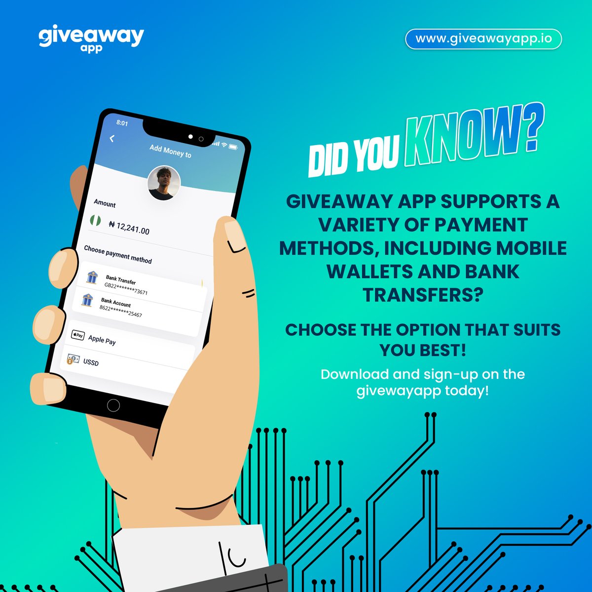 GaapNg's tweet photo. Dear Esteemed Customer,
Welcome to Giveaway App.

Thank you for choosing us to be your financial app and business solution.

Make use of your Giveaway app today to be eligible for more giveaways and promotions!

For more inquiries: 

Call: 09165041855
Email: support@giveawayapp.io
Web: https://t.co/VtePsAahxa