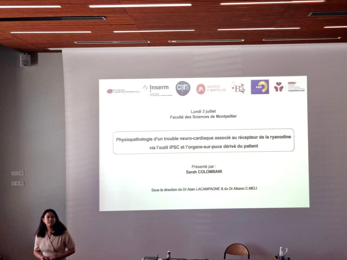 PhyMedExp (@phymedexp) on Twitter photo Congratulations to Sarah Colombani for her PhD defense ! 💪
Her great work focused on the physiopathology of a RyR-associated neuro-cardiac disorder using hIPSCs on chip 🫀🧫
#PhDdefense #ProudDoctor #womeninscience
<a href="/InsermOccMed/">Inserm Occitanie Méditerranée</a> <a href="/CNRS/">CNRS 🌍</a> <a href="/umontpellier/">Université de Montpellier</a> <a href="/FRM_officiel/">Fondation pour la Recherche Médicale</a> <a href="/GRRC_SFCardio/">GRRC -French community in cardiovascular research</a> Congratulations to Sarah Colombani for her PhD defense ! 💪
Her great work focused on the physiopathology of a RyR-associated neuro-cardiac disorder using hIPSCs on chip 🫀🧫
#PhDdefense #ProudDoctor #womeninscience
<a href="/InsermOccMed/">Inserm Occitanie Méditerranée</a> <a href="/CNRS/">CNRS 🌍</a> <a href="/umontpellier/">Université de Montpellier</a> <a href="/FRM_officiel/">Fondation pour la Recherche Médicale</a> <a href="/GRRC_SFCardio/">GRRC -French community in cardiovascular research</a>