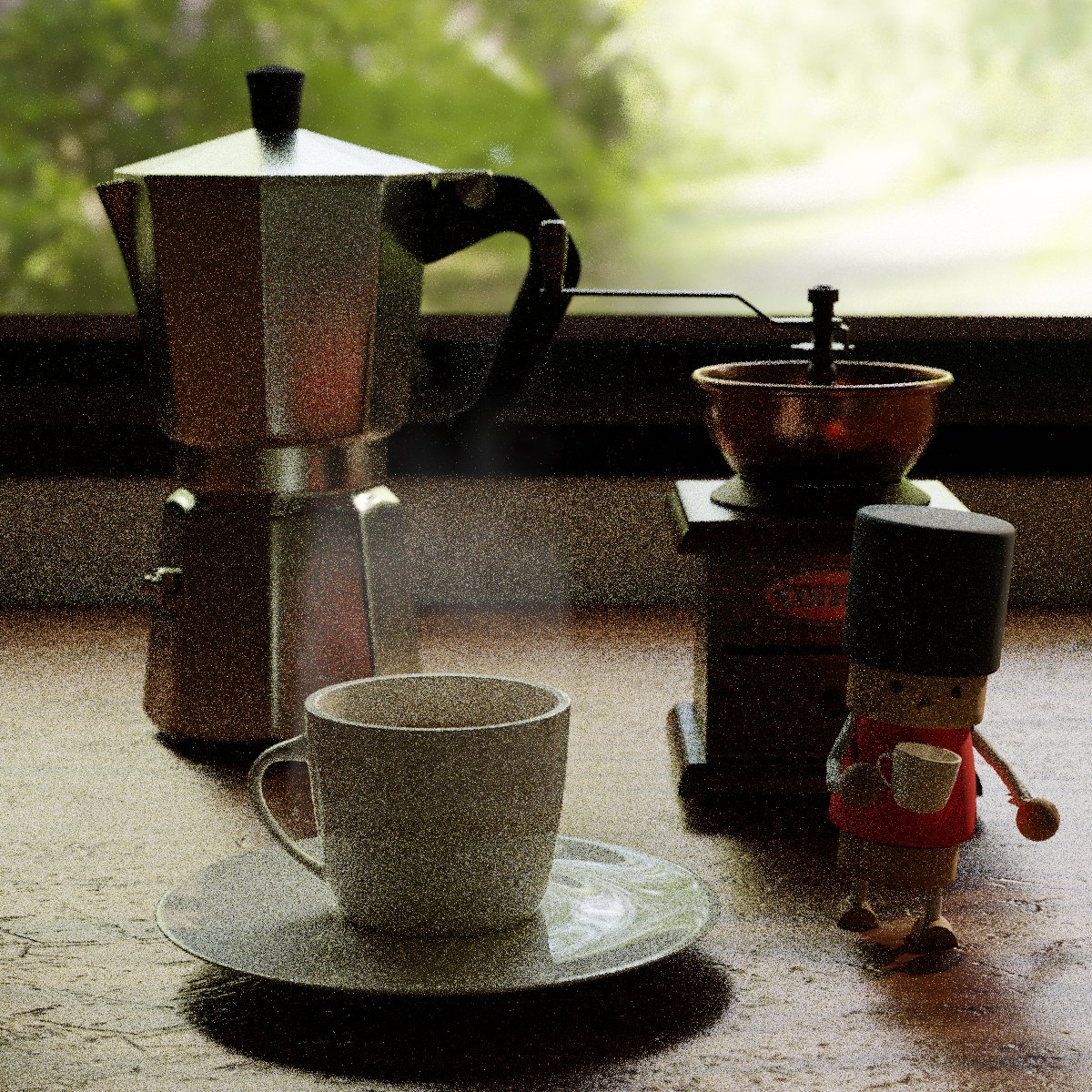 そのかわりコンポジットノードを触ってみた。
ノイズを消して、色調補正やグレアを追加。
（2枚目無修正、3枚目ノイズ除去後）
背景は配布されたものを使ってます。 https://t.co/b6g871RAIQ