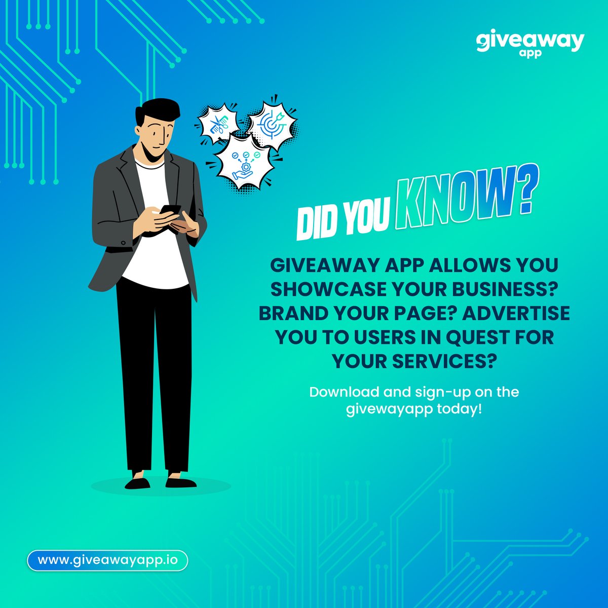 GaapNg's tweet photo. Dear Esteemed Customer,
Welcome to Giveaway App.

Thank you for choosing us to be your financial app and business solution.

Make use of your Giveaway app today to be eligible for more giveaways and promotions!

For more inquiries: 

Call: 09165041855
Email: support@giveawayapp.io
Web: https://t.co/VtePsAahxa