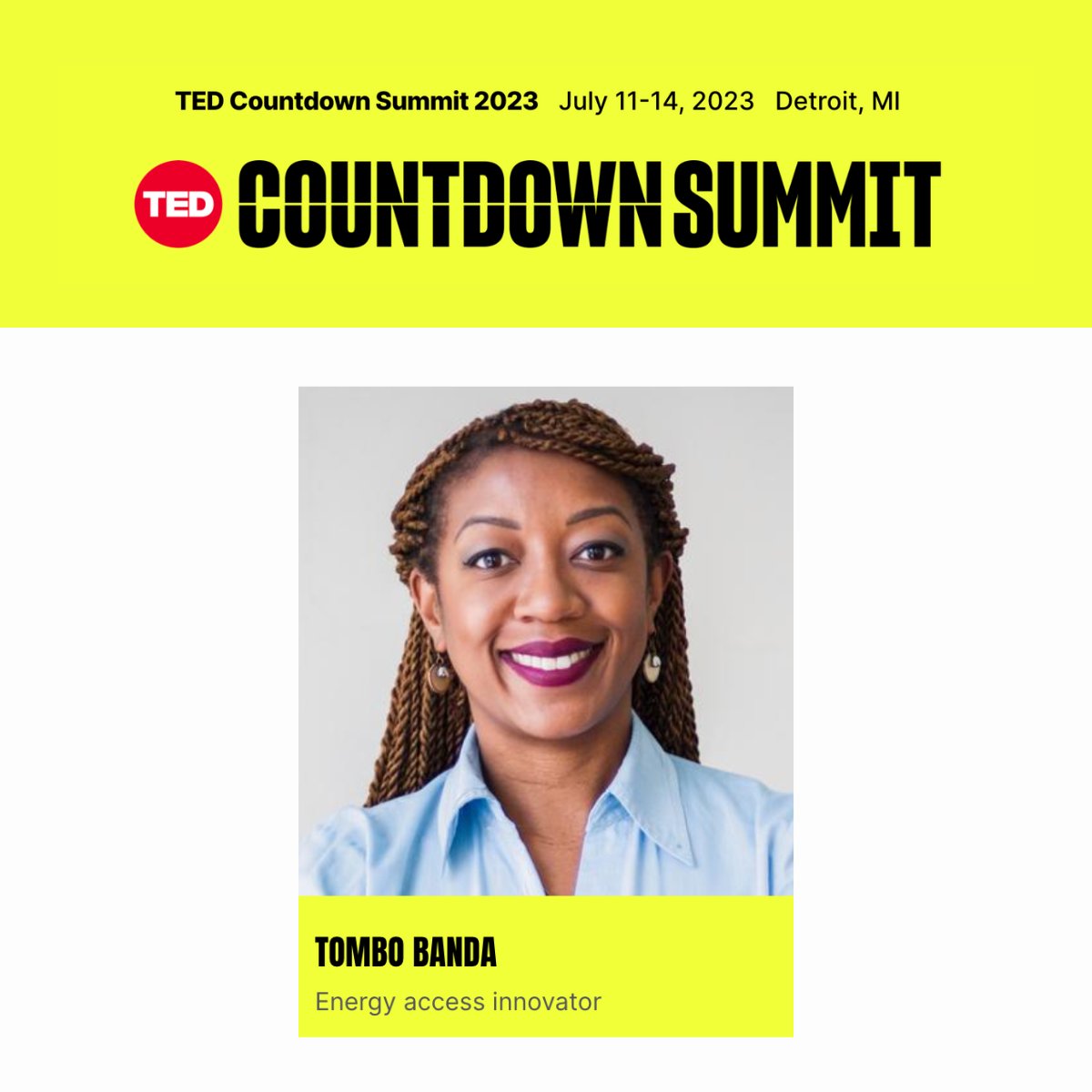 💡Tombo Banda, Head of CrossBoundary's Mini-Grid Innovation Lab, is set to take the stage this week at @TEDCountdown - an event to champion bold ideas & underinvested solutions (like #minigrids!) to help realize a cleaner, greener, more just world