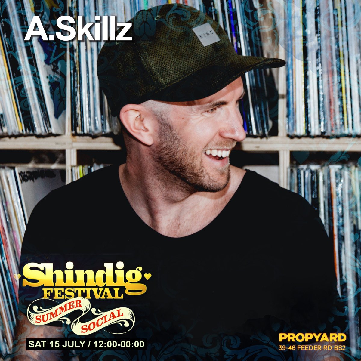 shindigfestival's tweet photo. The magnificent @A_SKILLZ will be joining us this Saturday. Not many DJs can say they have played every festival we have done, A.Skillz can. We are very excited to have him down @propyardbristol this weekend 😎 https://t.co/jlUl8slmIW
