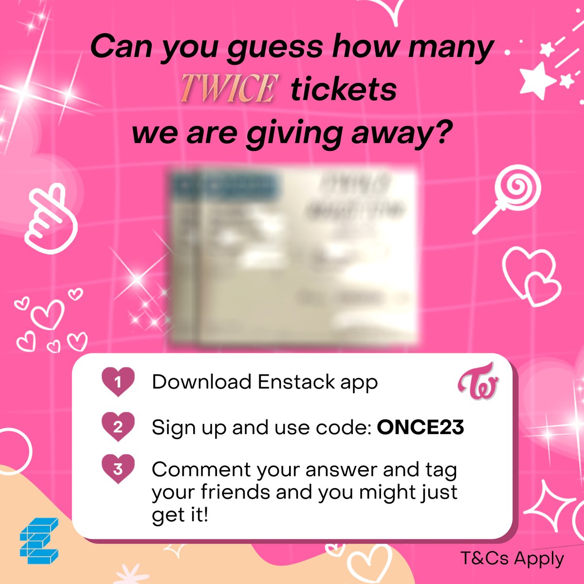 ynavillangca's tweet photo. TWICE CONCERT GIVEAWAY
SPONSORED BY ENSTACK

ONCE, are you ready to dance &amp; sing at the top of your lungs on Day 2 of TWICE 5th World Tour Ready to be? Enstack is giving away Twice ticket(s) at Philippine Arena - Bulacan on Sunday, Oct 1!

How to join? Follow these easy steps: https://t.co/lC61QmjwpH