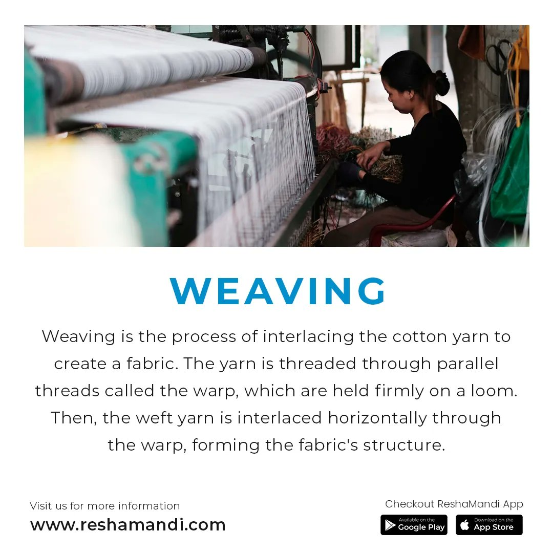 Cotton Chronicle: Chapter Six

From threads to fabric, witness the magic of weaving unfold! With precision and artistry, cotton yarn is interlaced to create beautiful textiles.

The warp, a network of parallel threads, anchors the fabric on the loom. Then, the weft is moved