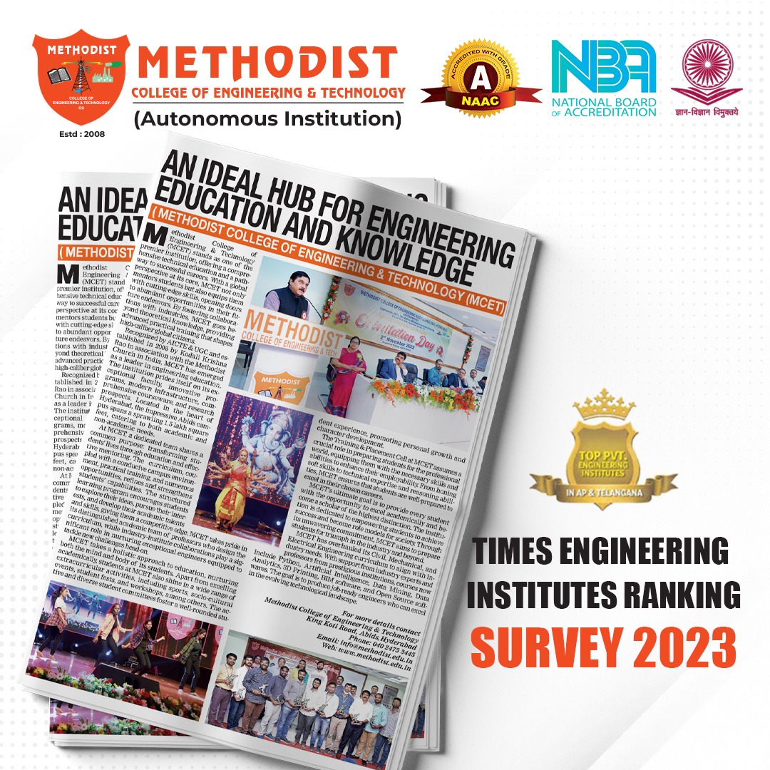 MCETHyderabad's tweet photo. Discover the Ideal Hub for Engineering Education and Knowledge! Dive into the latest edition of the Times Engineering Institutes Survey 2023 and read all about the exceptional Methodist College of Engineering.
#EngineeringEducation #EngineeringHub #InstitutesSurvey #IdealHub https://t.co/r1OcNWmj9n