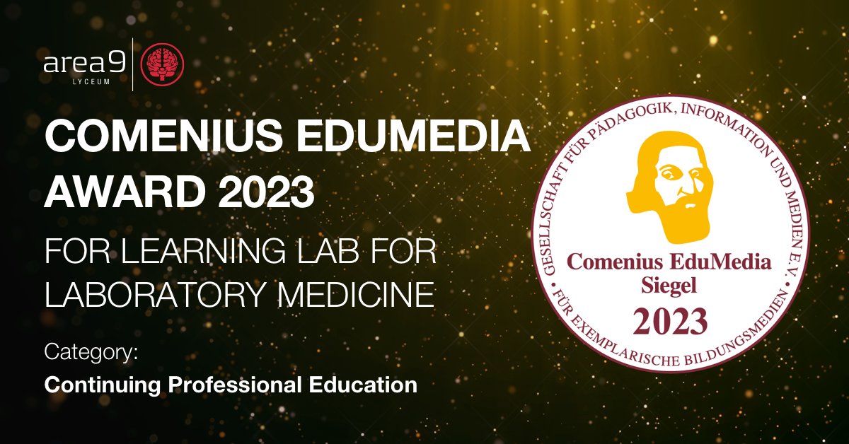 🏅Exciting News: Learning Lab for Laboratory Medicine has won the seal in the “Continuing Professional Education” category at the Comenius EduMedia Awards 2023.🏆 area9lyceum.com/comenius-edume…