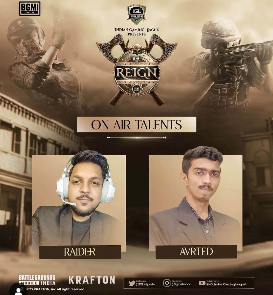 irealshashank's tweet photo. Prepare to witness the unveiling of another incredible IP from the renowned IGL Network: IGL's Reign Season 1!

Casters :- Shashank Singh and Shuban Murthy https://t.co/Zb6IxOu4VG