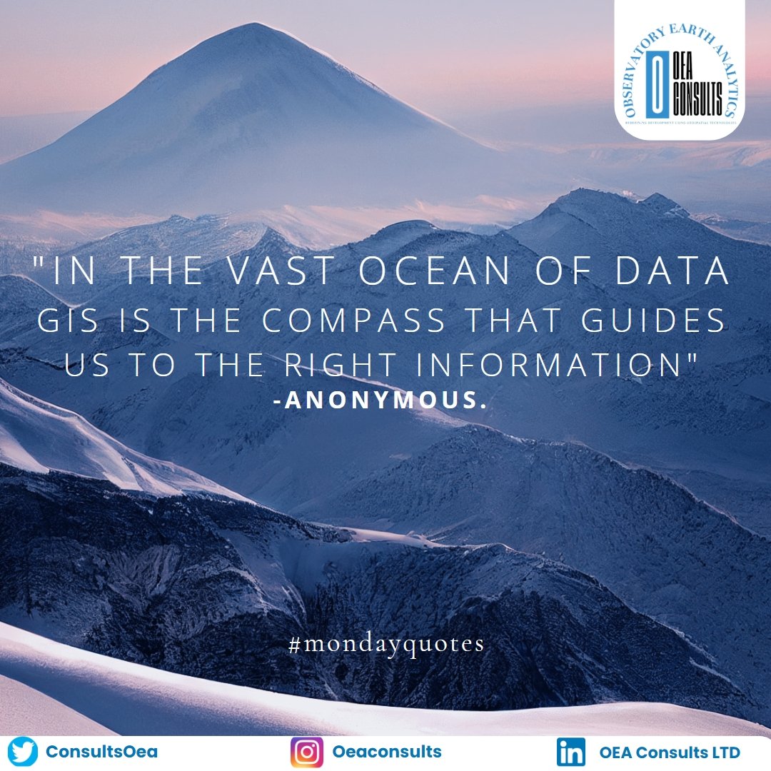 ConsultsOea's tweet image. Hello, and welcome to a brand new week! 
As we step into the new week, we will like to remind us that #geographicinformationsystems allow us to navigate through large amounts of data, pinpointing the insights and trends we need. It's a powerful tool for any data-driven industry.
