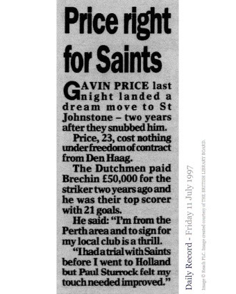 1997 | Gavin Price joins St Johnstone on a free contract.
