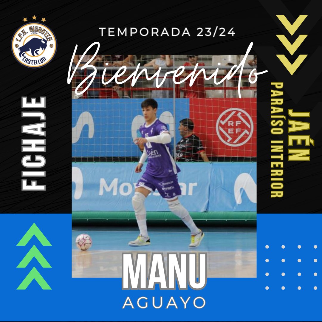🆕𝗙𝗜𝗖𝗛𝗔𝗝𝗘✍🏻Manu Aguayo, seguridad y liderazgo para la portería del Bisontes Castellón 23-24.

➡Jaén Paraíso Interior FS
✅23 años
🏆Campeón Copa de España 2023

bisontescastellon.com/manu-aguayo-se…

#BienvenidoManu <a href="/aguayo_manu/">Manu Aguayo</a> <a href="/JaenFS/">Jaén Paraíso Interior FS</a>