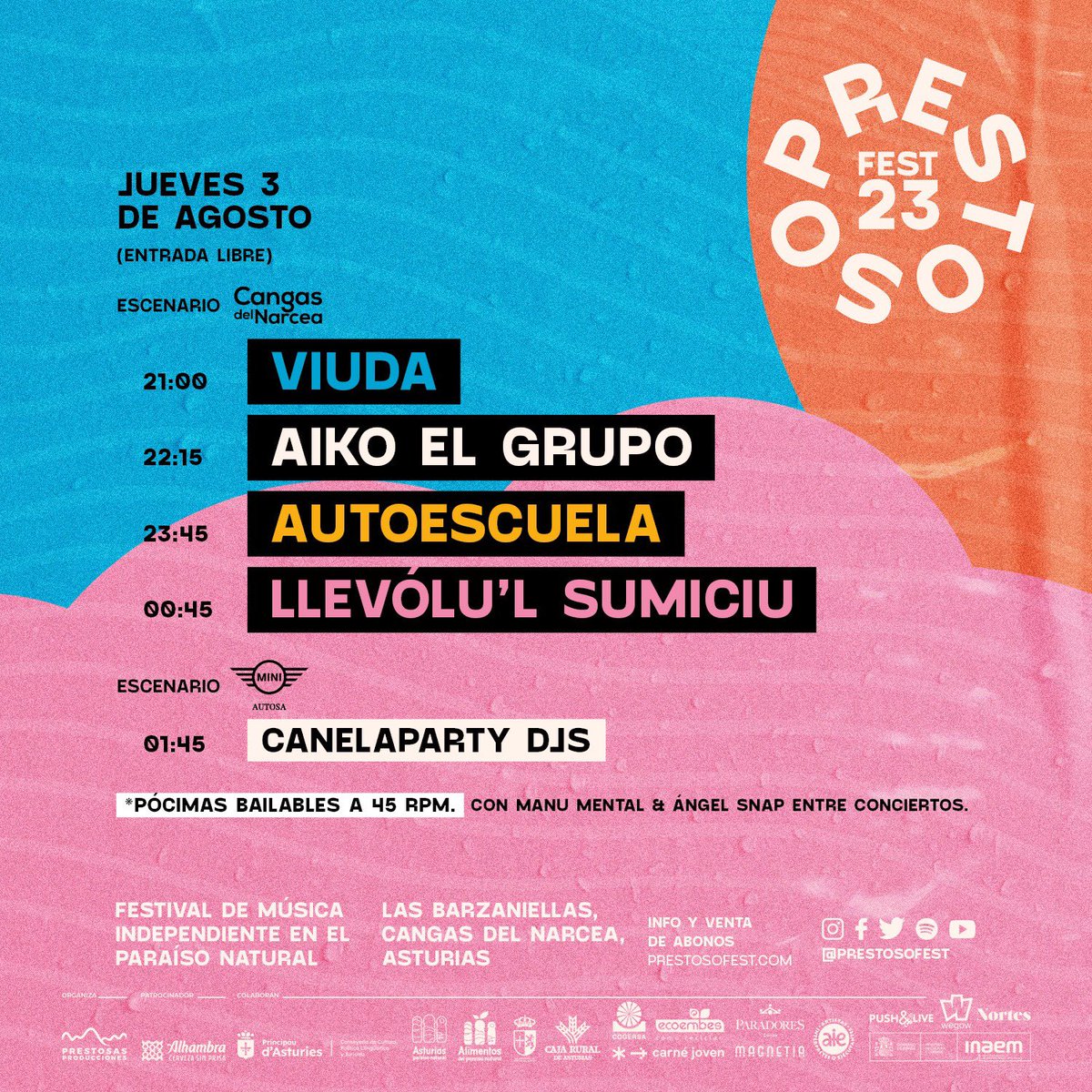 prestosofest's tweet photo. 🐻 Horarios prestosos 🐻

Los queréis, los tenéis. Organizaos porque podréis disfrutar de todos los conciertos y de un buen número de actividades complementarias para zambulliros en todo lo que el suroccidente asturiano tiene que ofreceros.

🎫 https://t.co/uI3KBnzjSj https://t.co/gaBezGYsfb