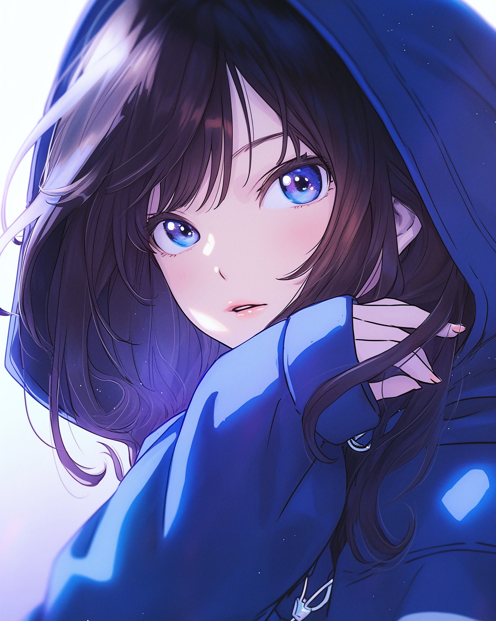 Anime Girl With Dark Brown Hair And Blue Eyes