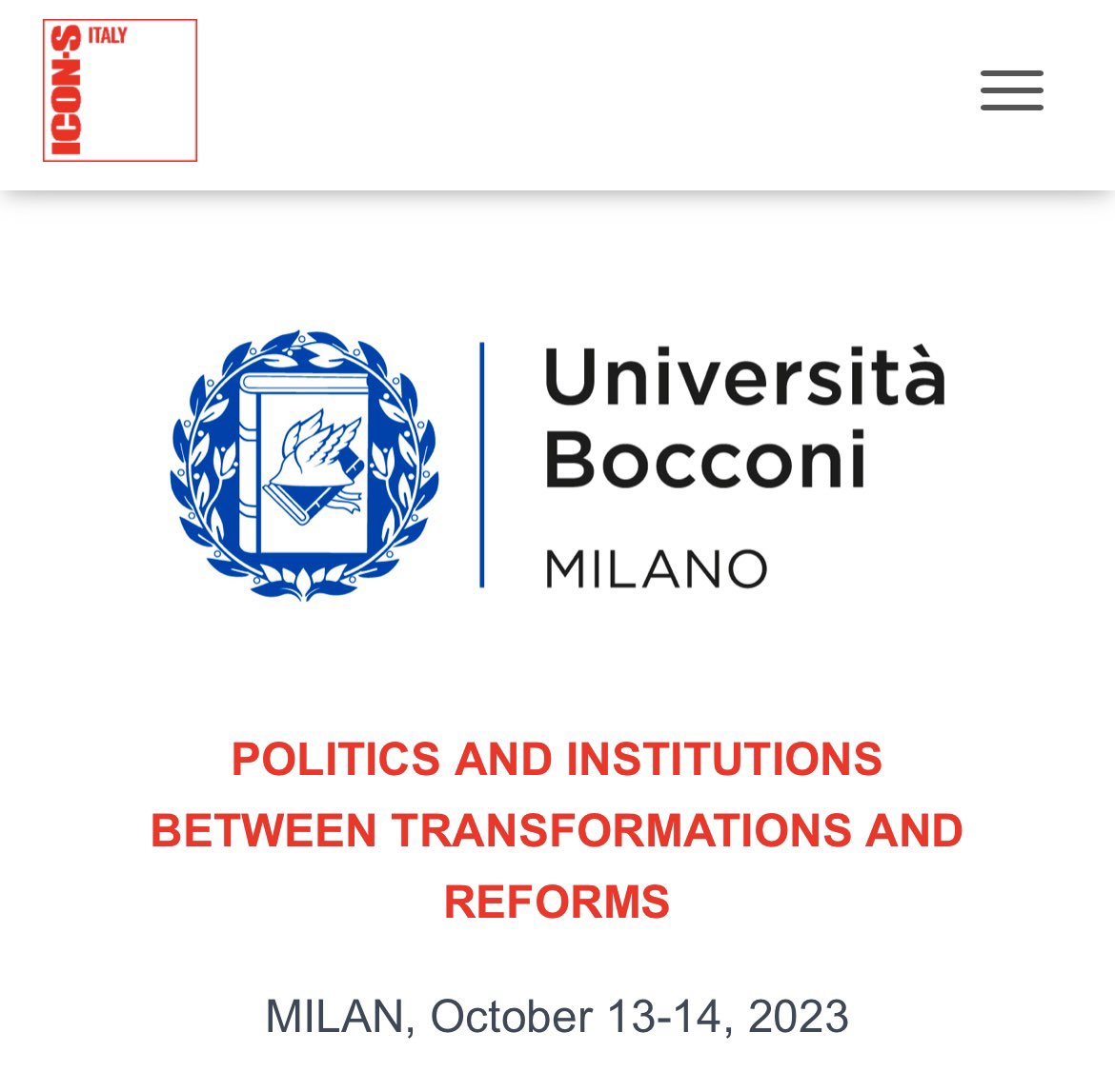 📣📣📣 You have 5 days left to submit your paper/panel proposal for the Annual <a href="/IconsItalia/">ICON-S Italia</a> Conference in <a href="/Unibocconi/">Università Bocconi</a> (13-14 October 2023)! 

See 👇 for more details
icons-italia.it/call-for-panel…

If you have any qs, get in touch with us: 2023@icon-s.it