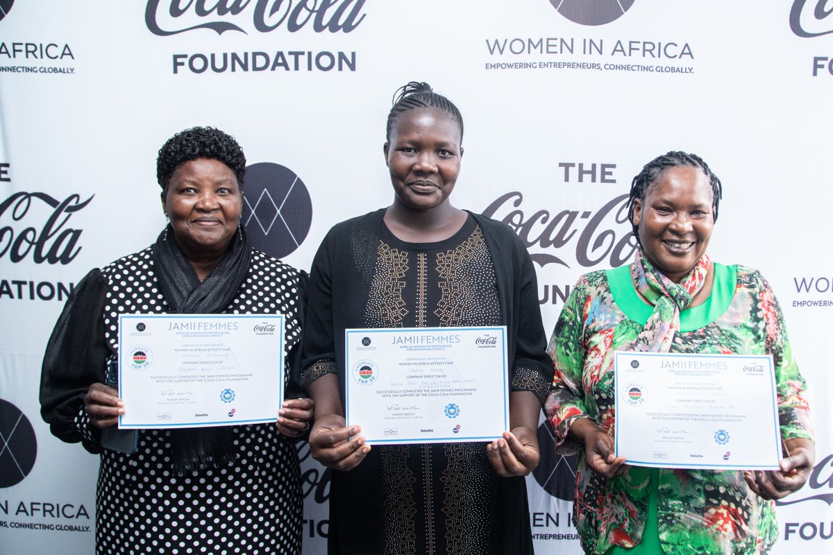WIAPhilanthropy's tweet photo. Back to the images of the closing ceremony of the #JAMIIFemmes program in #Kenya! 🇰🇪 Congratulations to Nancy Mkamboi Mwakale, Founder of Saru Organics, winner of the $10,000 grant! Congratulations to Lilian Mutegi (2nd) and Rose Sikulu (3rd)! https://t.co/m05sLqShUp https://t.co/snkNonX12F