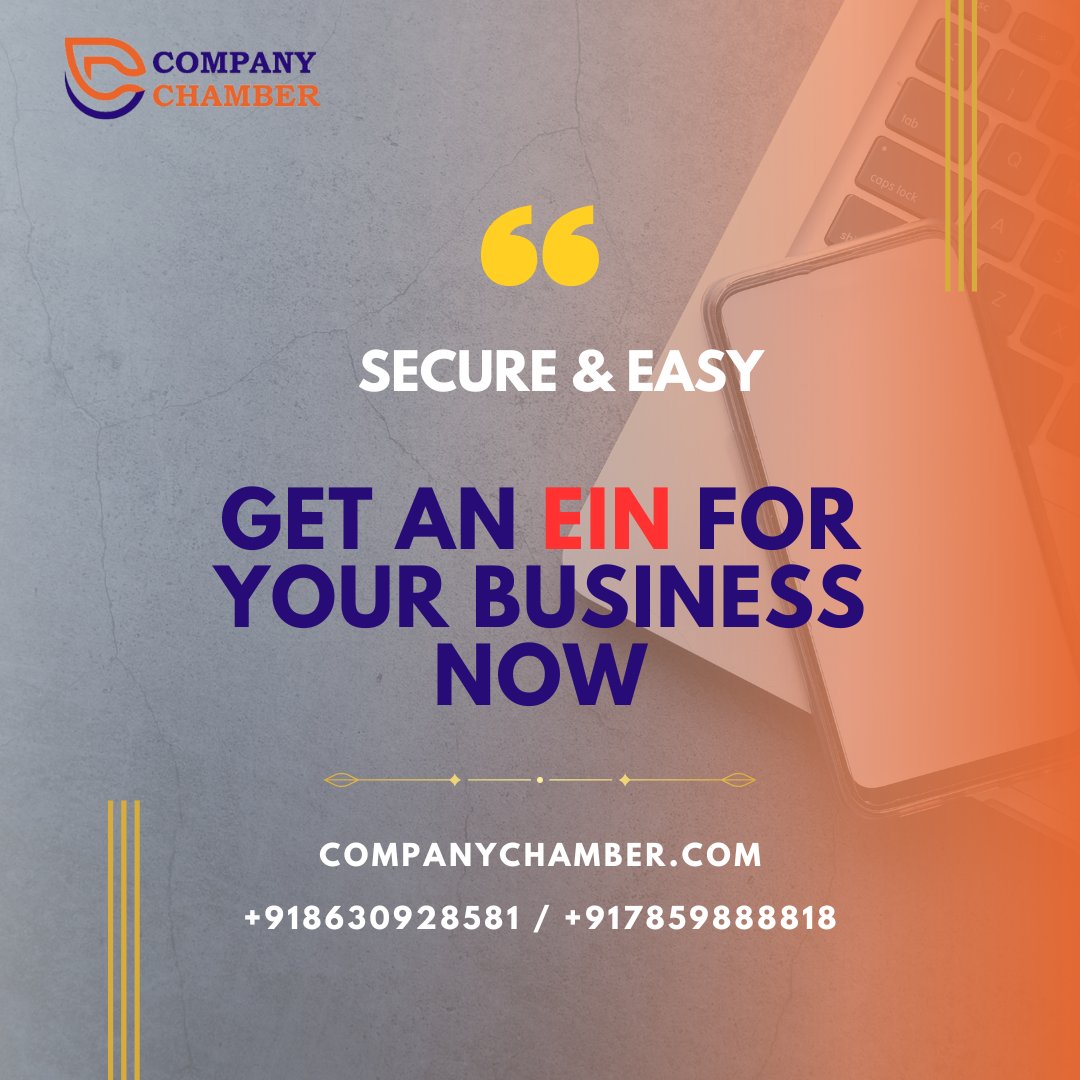 CompanyChamber's tweet photo. Getting your business's own EIN (Employer Identification Number) just got easier and safer! 
📞+918630928581 / +917859888818
🌐 info@companychamber.com
👉https://t.co/yUDCcXNxk9
#CompanyChamber #BankAccount #EIN  #SSN #LLCformation #SSN #PayPalaccount #ITIN #Incorporation https://t.co/wqLZHmJCWF
