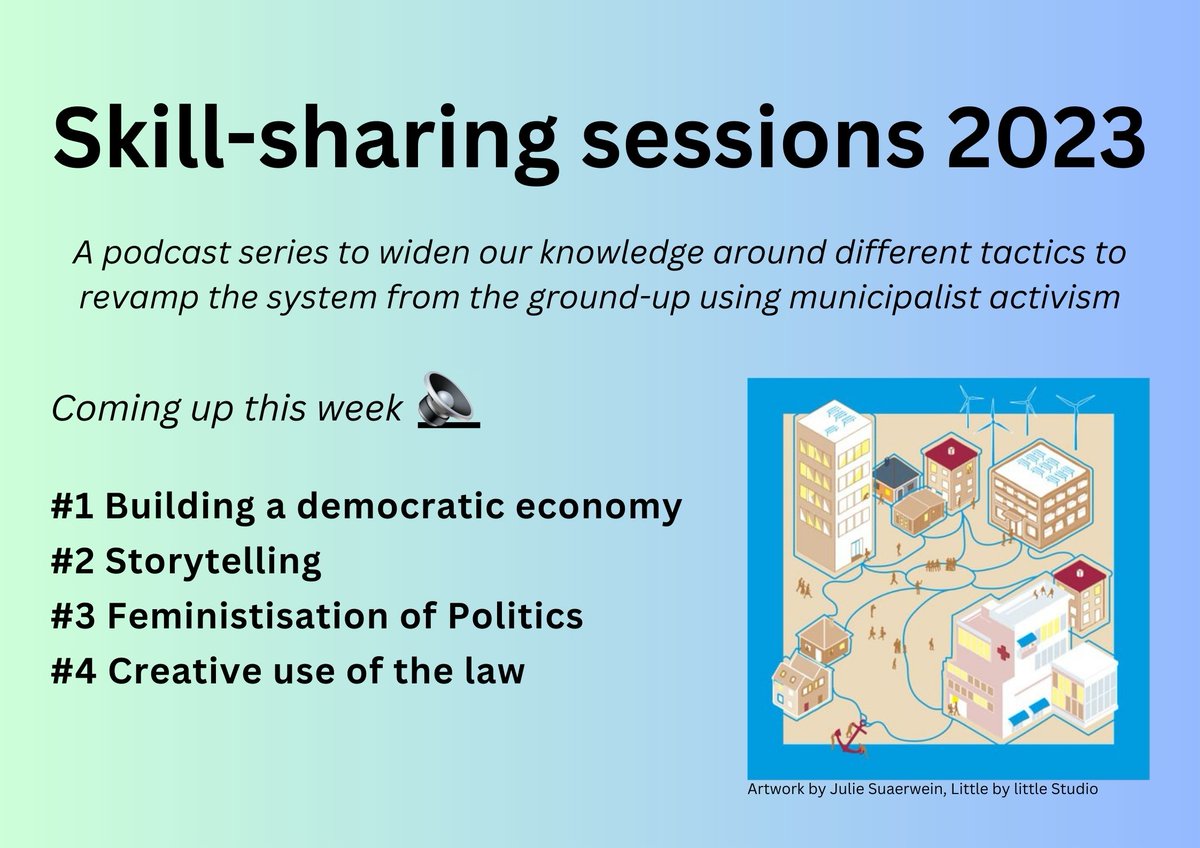 Check out this podcast intro telling why we created this #emnSkillShare🔊series. With themes ranging from transforming our economies to storytelling's power; from putting feminism and care at the core of politics to reclaiming space by hacking the law. municipalisteurope.org/municipalist-s…