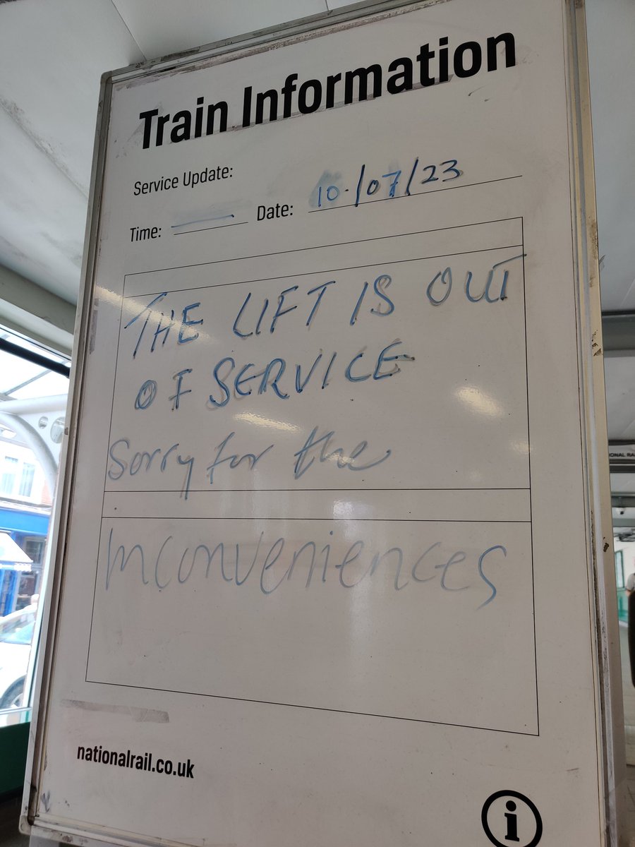 Hi <a href="/SouthernRailUK/">Southern</a> 

STOP referring to a broken lift as an inconvenience!!

This is not a mere inconvenience. It has totally messed up my day.

A lift is not just "convenient", it's a essential service. You still don't seem to understand this!!