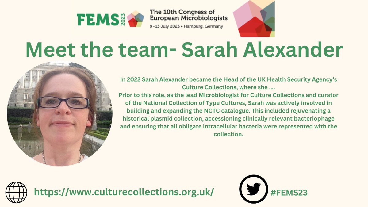 Are you at <a href="/FEMSmicro/">FEMS</a> Conference? Meet Sarah, head of Culture Collections, who can provide you with all the information about our organisation, and the range of products and services we have to offer #FEMS23 #scicomm