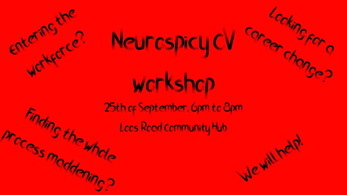 The 25th of September is our NeuroSpicy CV Workshop.

Don't forget to save the date.

#NDCCatterick #NeurospicyCVWorkshop