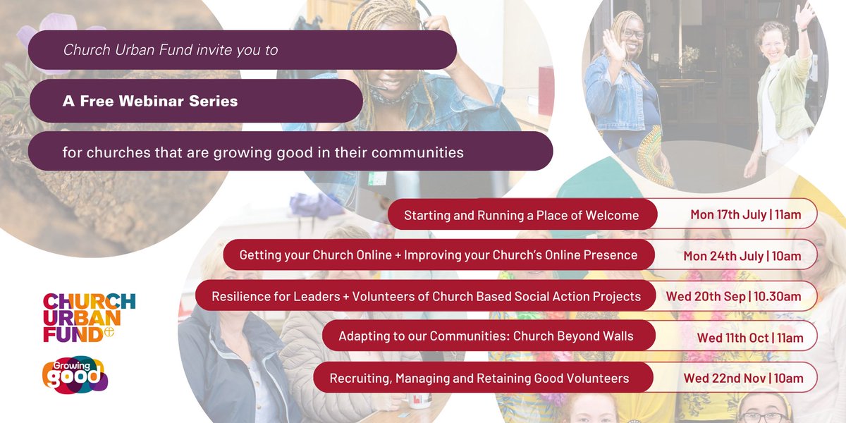 Together Network (@tognetworkeng) on Twitter photo We believe local, faith-based social action is a great way to build community, increase participation + tackle isolation. But how to start?
<a href="/churchurbanfund/">Church Urban Fund</a>'s ⭐️free #GrowingGood webinar series for churches⭐️starts next Monday!
Sign up (for 1 or all 5!): cuf.org.uk/events We believe local, faith-based social action is a great way to build community, increase participation + tackle isolation. But how to start?
<a href="/churchurbanfund/">Church Urban Fund</a>'s ⭐️free #GrowingGood webinar series for churches⭐️starts next Monday!
Sign up (for 1 or all 5!): cuf.org.uk/events