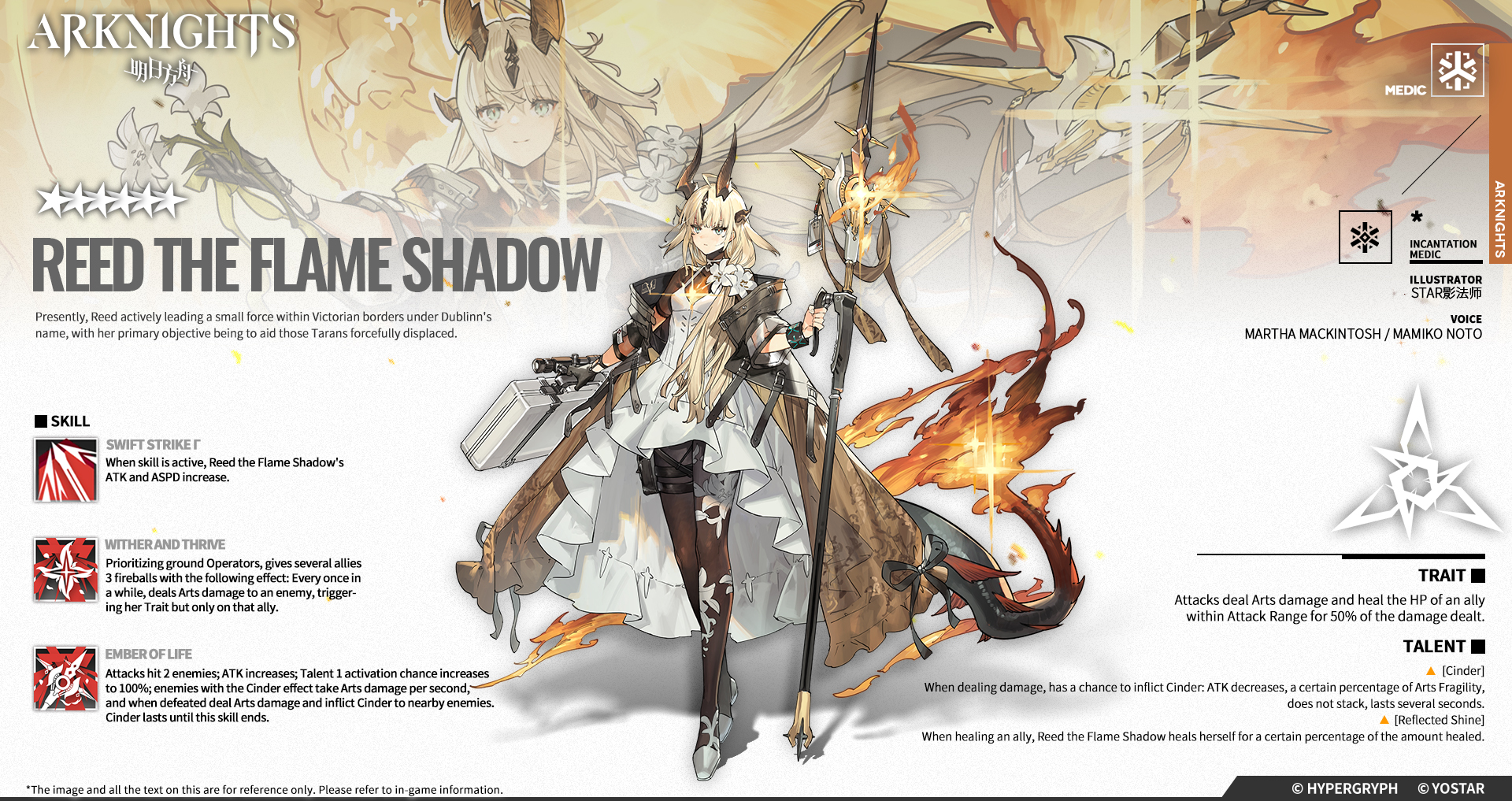 Arknights - Reed the Flame Shadow's character sheet