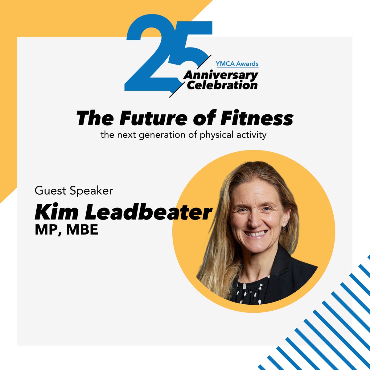 Today’s the day! We can’t wait to celebrate our #25thAnniversary at the House of Commons tonight 🥳 One of our inspiring Keynote Speakers will be @kimleadbeater MP, MBE. She’s held multiple roles in the fitness industry, and she’s even a YMCA Awards alum 🎓 See you tonight, Kim!