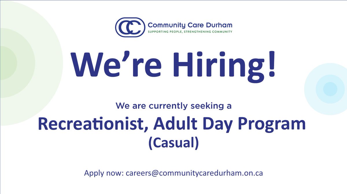 Join our Team! CCD is currently recruiting a Casual Recreationist for our Adult Day Program. To read more about this job posting, visit: bit.ly/43gPA2M

#careers #jobs #recruitment