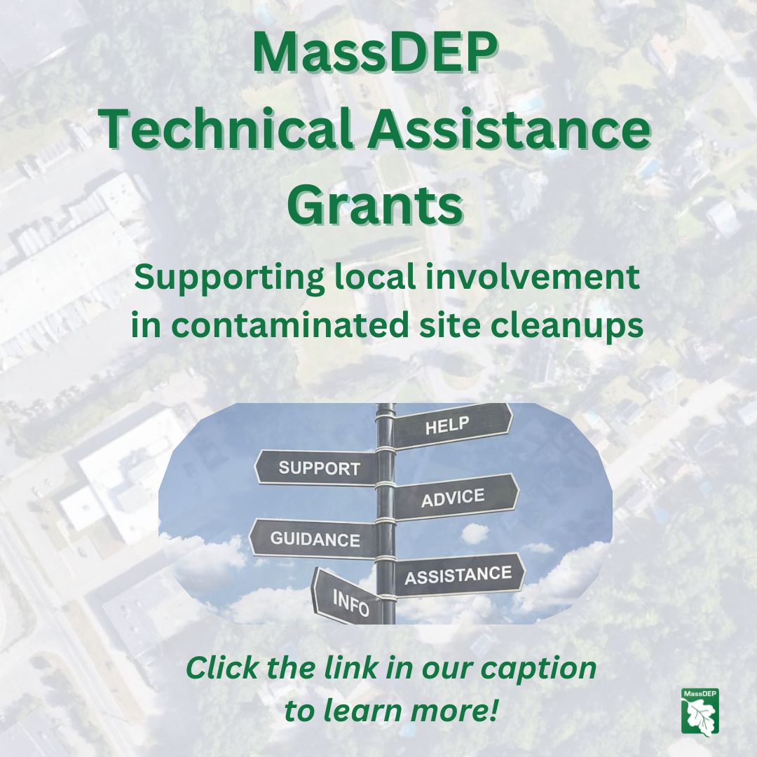 MassDEP's tweet image. Make your voice heard about contaminated site cleanups!  MassDEP&apos;s Technical Assistance Grants offer up to $20K to boost local involvement in waste site cleanup efforts! Click for application details: mass.gov/service-detail…

#wastesites #cleanup #involvement #support #funding