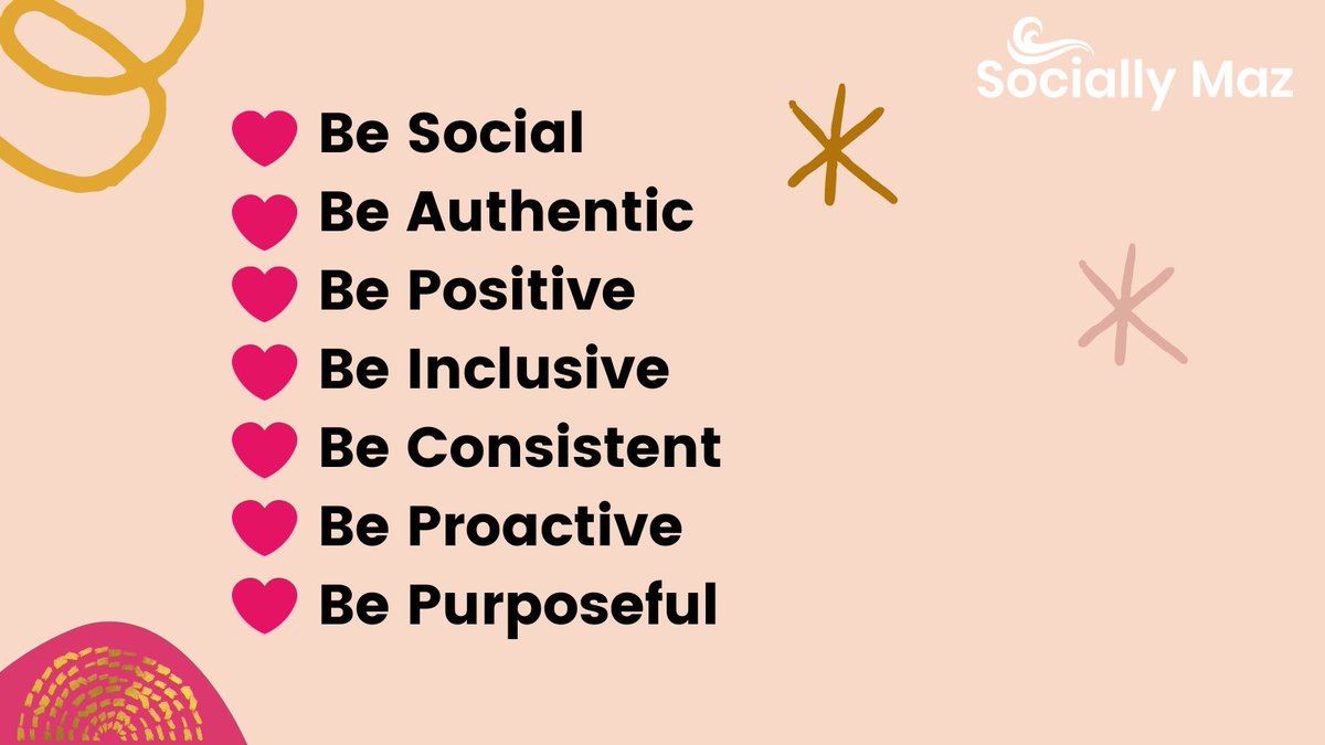 Marianne Avery | Consultant (@sociallymaz) on Twitter photo The art of being social on social media. Here are Maz's now 7 BSs, (it was 4 until 3 lovely colleagues made some suggestions):
Be Social
Be Authentic
Be Positive
Be Inclusive
Be Consistent <a href="/FreshApproachPR/">Emma💙 The Social Skipper</a>
Be Proactive <a href="/StonehamPress/">Tim Lewis @Stoneham Press</a>
Be Purposeful - <a href="/bennk/">Benn</a>
#ContentTips The art of being social on social media. Here are Maz's now 7 BSs, (it was 4 until 3 lovely colleagues made some suggestions):
Be Social
Be Authentic
Be Positive
Be Inclusive
Be Consistent <a href="/FreshApproachPR/">Emma💙 The Social Skipper</a>
Be Proactive <a href="/StonehamPress/">Tim Lewis @Stoneham Press</a>
Be Purposeful - <a href="/bennk/">Benn</a>
#ContentTips