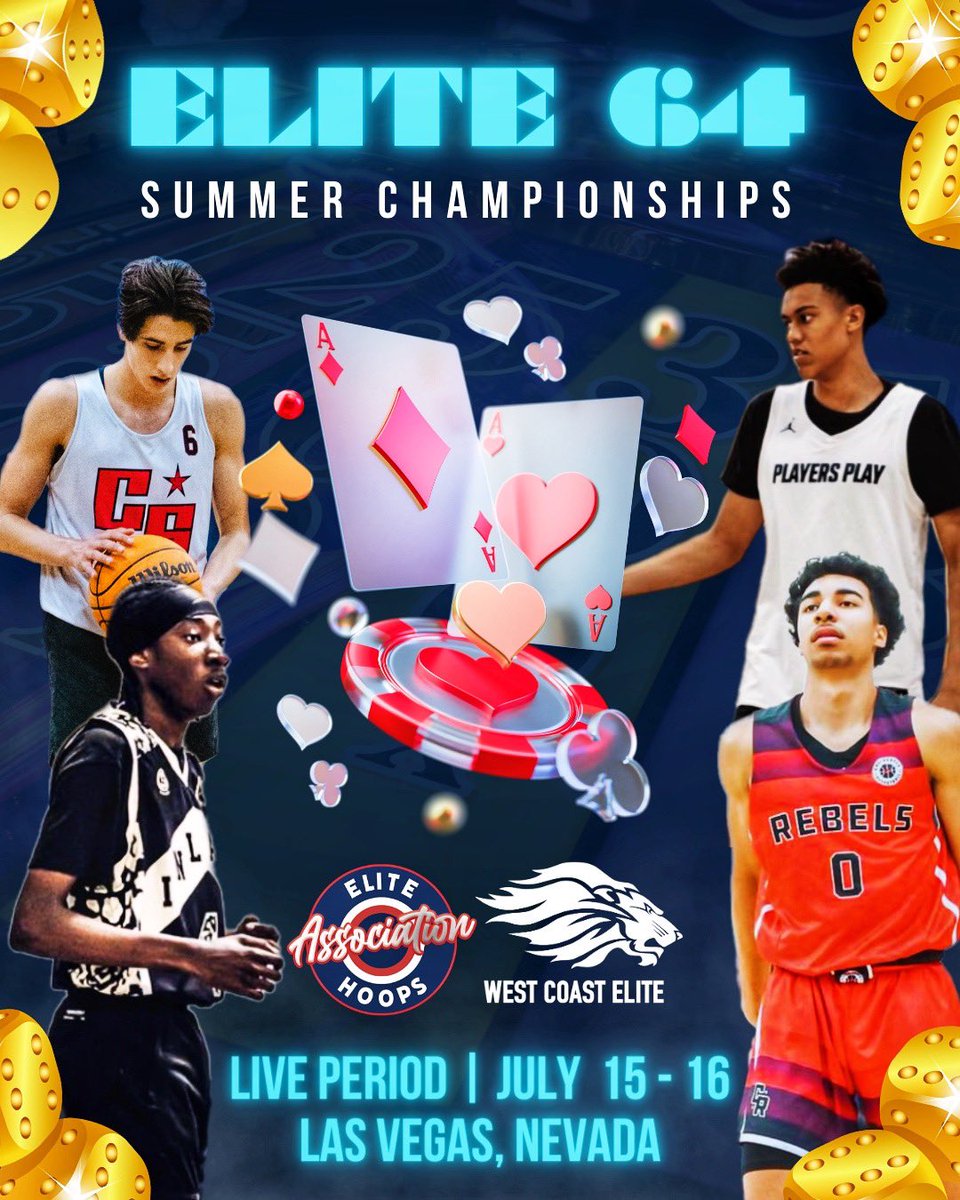 Julius V. (@juliusvelite0) on Twitter photo Elite 64 Summer Championships this weekend July 15-16 in Las Vegas! Players! The event will be loaded with talent. The <a href="/EHACircuit/">EHACircuit</a> platform has become a mandatory stop for college coaches during the Live Period. We will be teaming up with <a href="/RyanSilver1/">Ryan Silver</a> <a href="/WCEBball/">West Coast Elite Basketball</a> for the weekend. Elite 64 Summer Championships this weekend July 15-16 in Las Vegas! Players! The event will be loaded with talent. The <a href="/EHACircuit/">EHACircuit</a> platform has become a mandatory stop for college coaches during the Live Period. We will be teaming up with <a href="/RyanSilver1/">Ryan Silver</a> <a href="/WCEBball/">West Coast Elite Basketball</a> for the weekend.