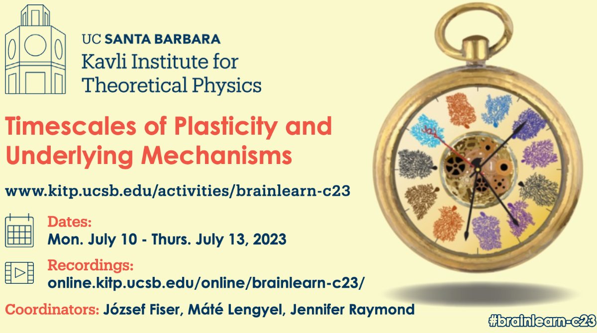 KITP_UCSB's tweet image. Welcome to the Timescales of Plasticity and Underlying Mechanisms (#brainlearn-c23) conference at #KITP!  

Learn more at: kitp.ucsb.edu/activities/bra…

Stay tuned for recorded talks at: online.kitp.ucsb.edu/online/brainle… + youtube.com/@kitp_ucsb