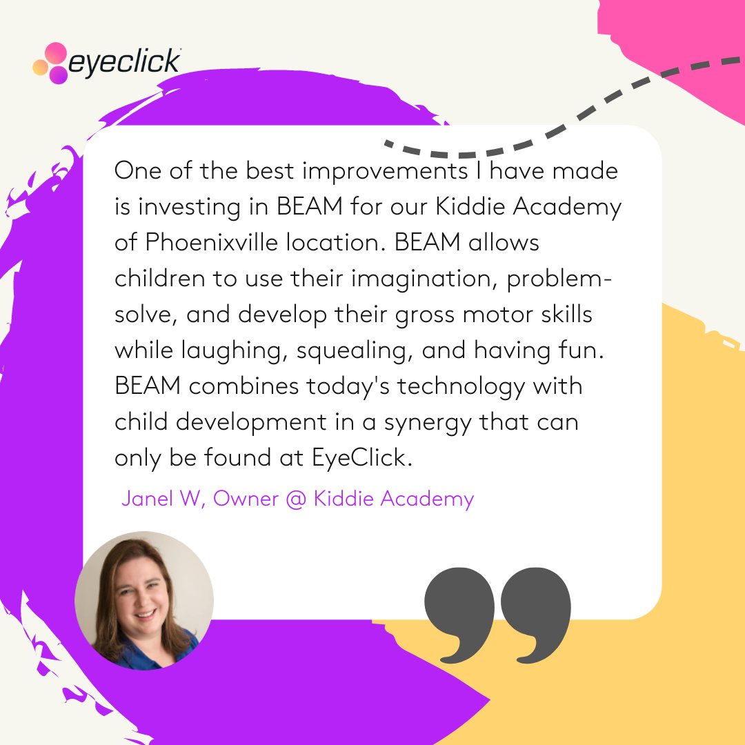 EyeClick_Ltd's tweet image. Don&apos;t take our word for it. Here&apos;s why they love BEAM over at Kiddie Academy.

#BEAMbyEyeClick #InteractiveProjector #LearnThroughPlay