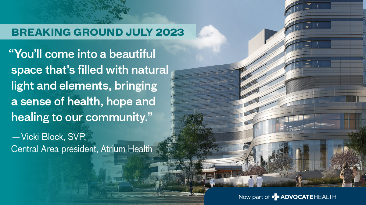 On July 12, we will break ground on our new bed tower at Atrium Health Carolinas Medical Center. It will help our patients receive the best care and provide our teammates with more acute care beds, operating rooms and a new,  adult emergency department.  #AdvocateHealth