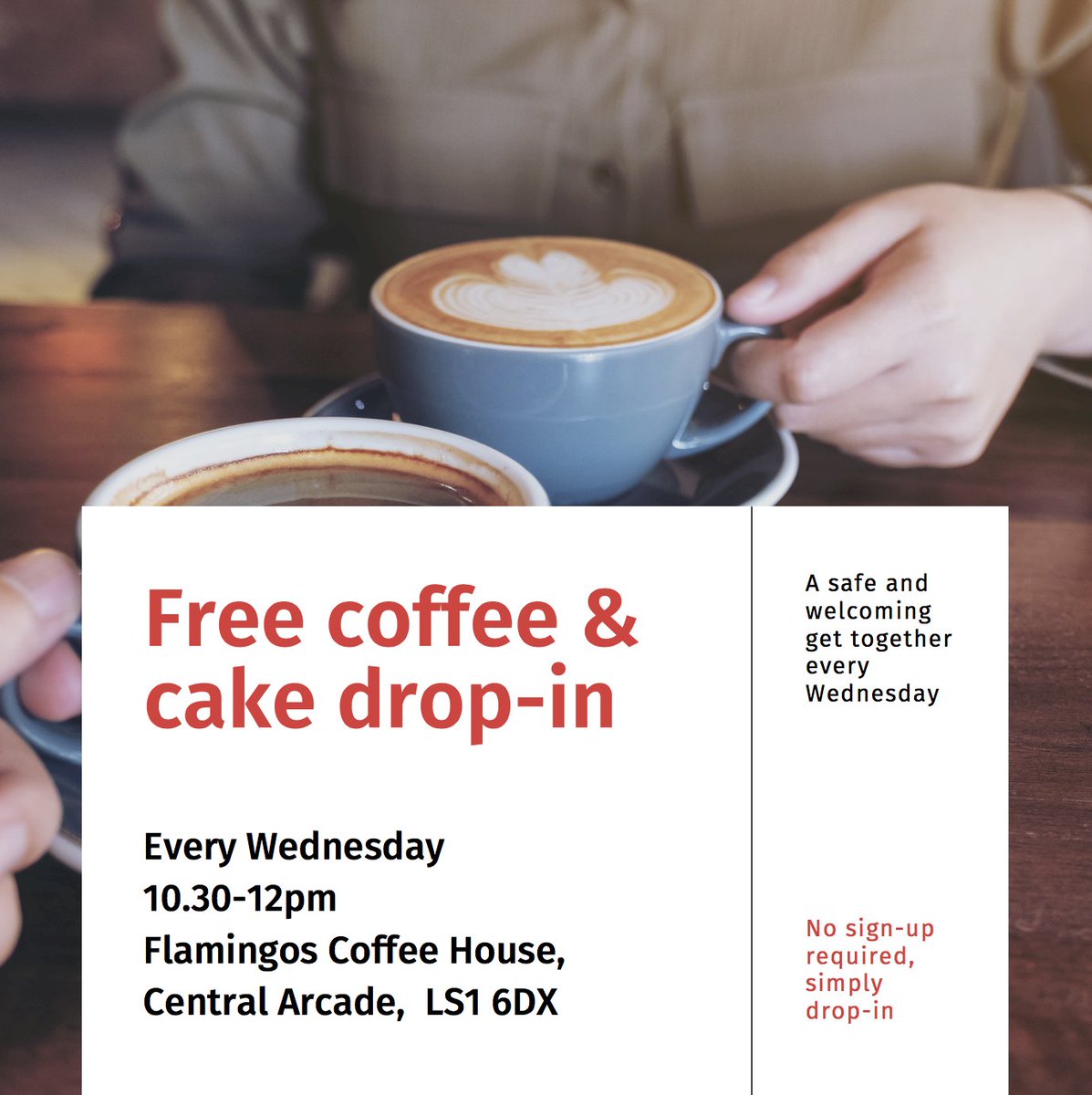 🏳️‍🌈 Ready to meet some amazing people and a new welcoming community of like minded friends? Look no further! ☕ Join us every week for our meet up at Flamingos Coffee House in Leeds. Every Wednesday 10.30-12 for delicious cakes & beverages.