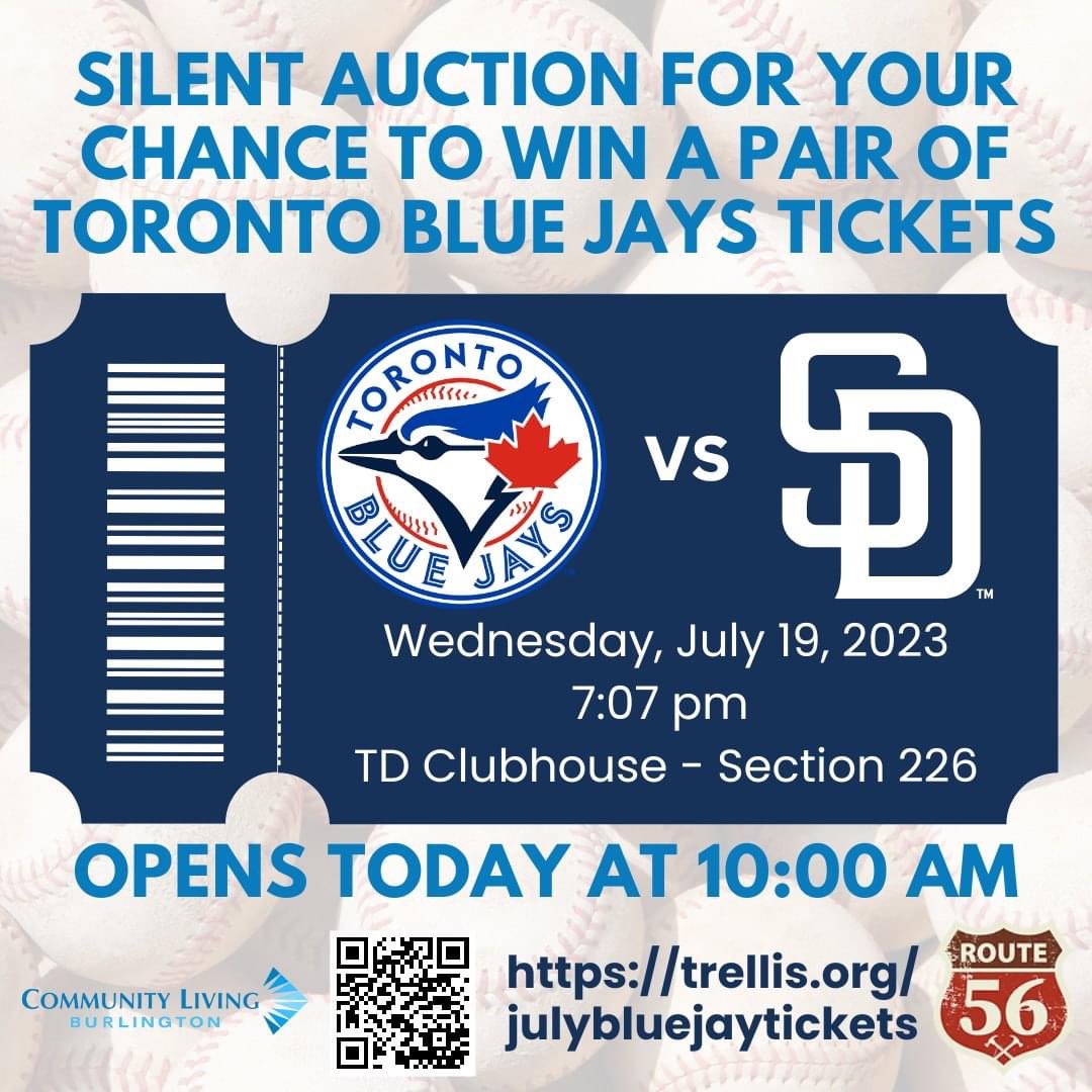 Silent Auction Alert

Thanks to the generous support from Route 56 General Contracting, went  live with another Blue Jays auction.

Don't miss out on this amazing opportunity to support Community Living Burlington! 

Place your bid at trellis.org

#TorontoBlueJays